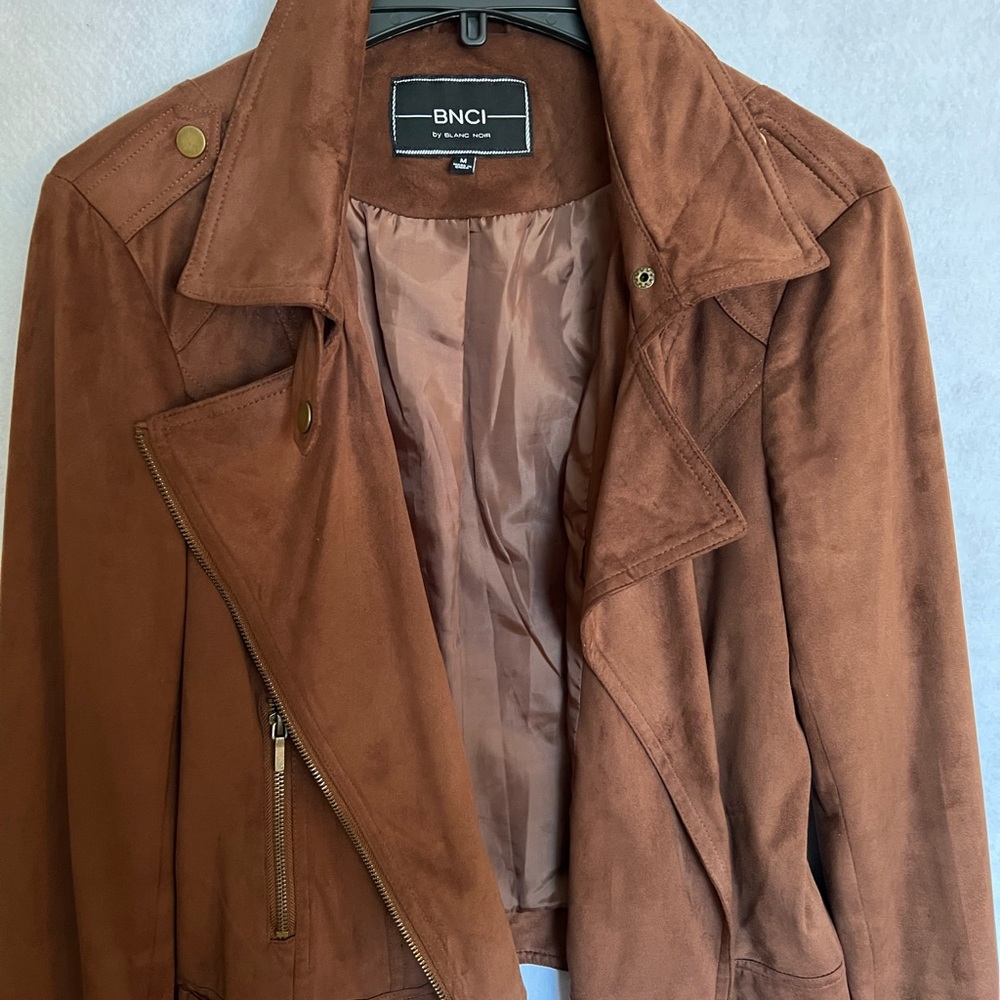BNCI BY BLANC NOIR Brown Zip Up Moto Jacket Size Medium